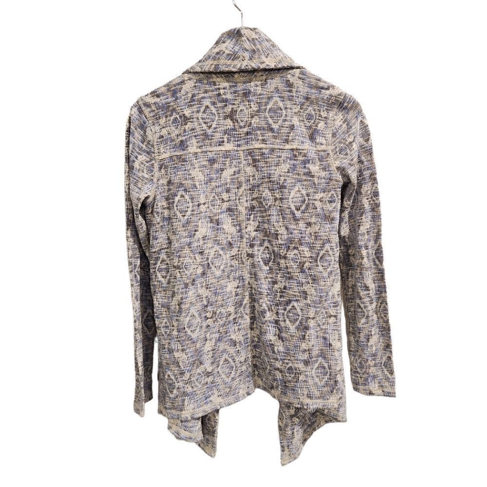 Lucky Brand Heathered Aztec Print Open Waterfall Cardigan Sweater BlueSmall - Picture 2 of 5